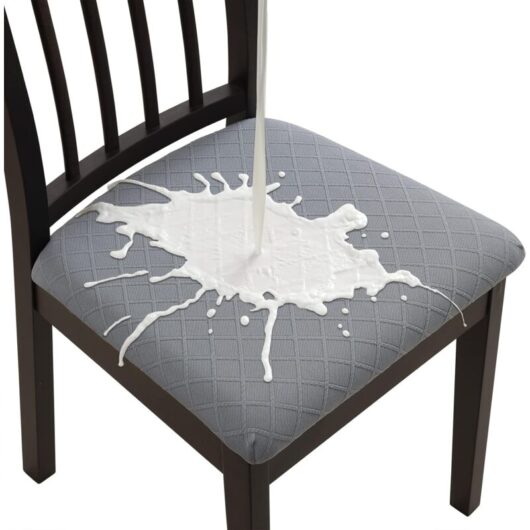 Csparkv - Grey 4 Pcs Waterproof Jacquard Chair Covers Chair Seat Covers for Dining Room Kitchen Office Hotel (Without Back Straps)
