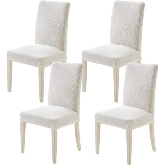 Csparkv - Modern Dining Room Chair Cover Stretch Indoor Chair Slipcover White Chair Cover 4-Piece Seat Protector Covers Suitable for Living Room,