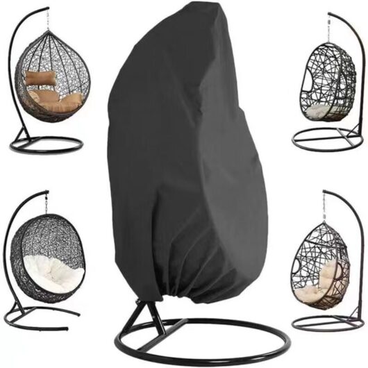 Cyslmuk - 190 x 115 cm Black Hanging Chair Cover, Garden Rattan Wicker Waterproof Hanging Chair Cover, Waterproof and Dustproof Egg Chair Cover,