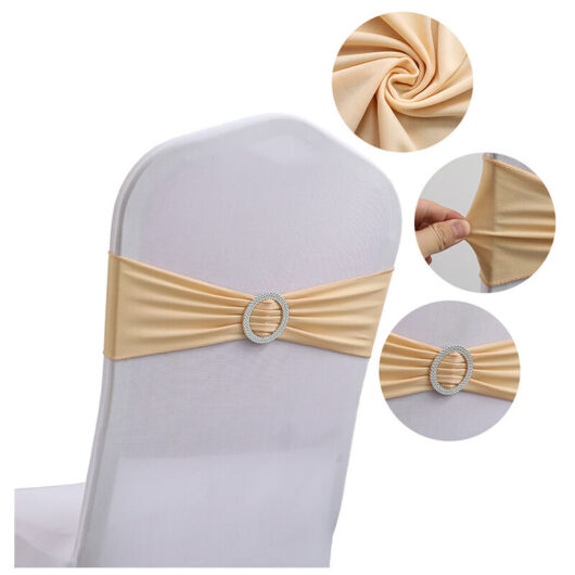 Cyslmuk - 60Pcs Stretch Spandex Chair Sashes with Slide Buckle for Wedding, Spandex Chair Cover Bands for Folding Chairs, Banquet Decorations,