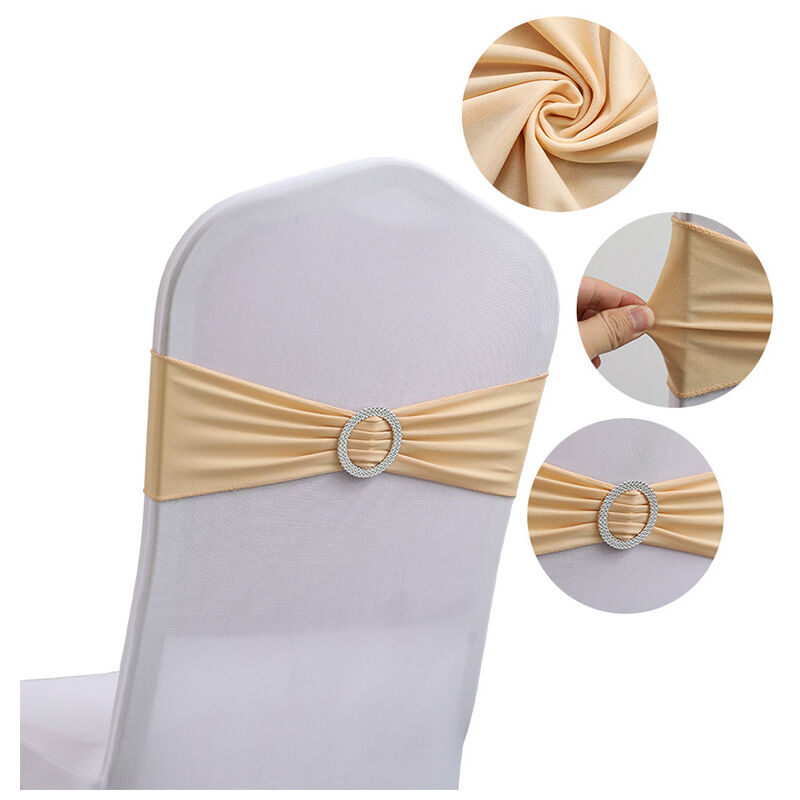 Cyslmuk - 60Pcs Stretch Spandex Chair Sashes with Slide Buckle for Wedding, Spandex Chair Cover Bands for Folding Chairs, Banquet Decorations,
