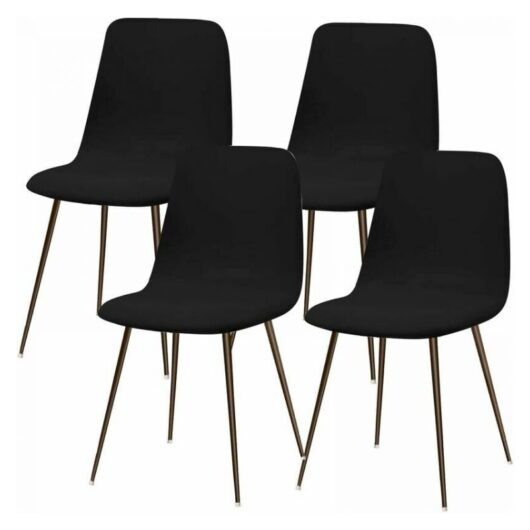 Cyslmuk - Black Scandinavian Stretch Chair Cover Set of 4 Modern Dining Room Chair Cover Washable Universal Kitchen Chair Cover Home Kitchen Decor