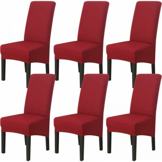 Cyslmuk - Set of 6 Dining Room Chair Covers, Stretch Chair Covers Universal Washable Chair Covers, Easy to Clean for Dining Room Living Room Decor