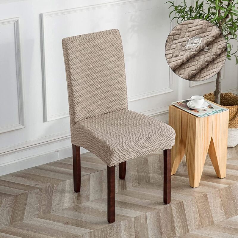 Cyslmuk - Waterproof Jacquard Plaid Chaise Longue Cover - Taupe, Universal Chair Cover, Modern and Durable, Suitable for Hotel, Banquet and