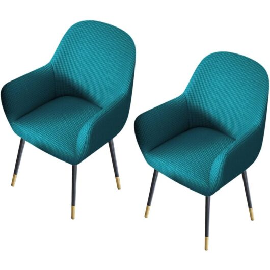 Dark Green)2 Pack Chair Covers with Armrests Universal Slipcovers for Dining Room Kitchen, Dark Grey