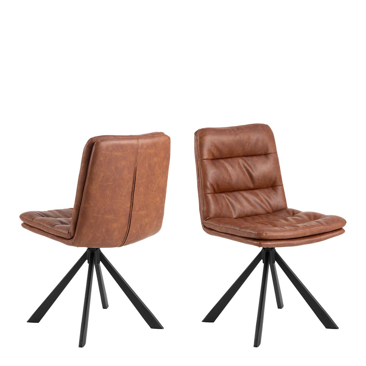 Dean Brandy PU Swivel Dining Chair Set of 2, none