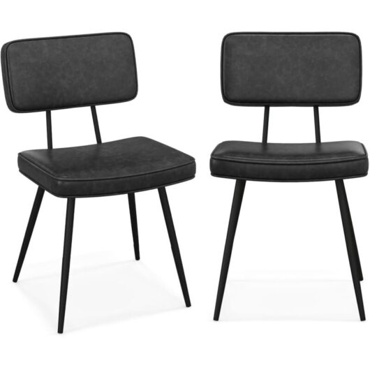 Dining Chair Set of 2 Faux Leather Upholstered Kitchen Side Chair