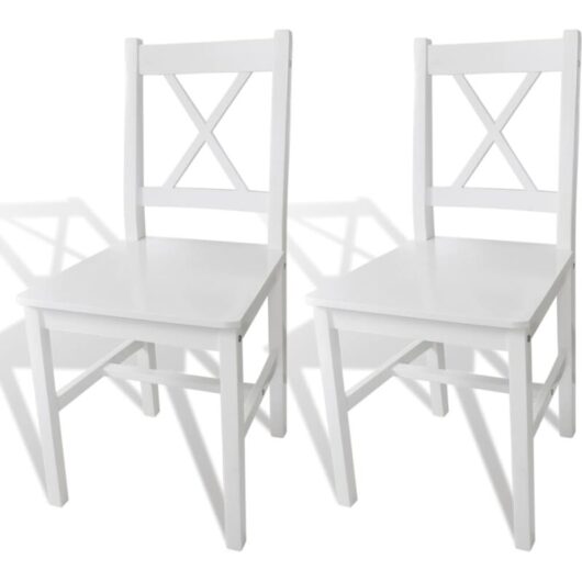 Dining Chairs 2 pcs White Pinewood Vidaxl