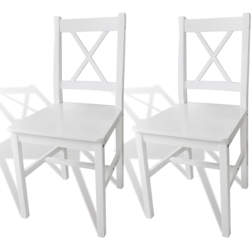 Dining Chairs 2 pcs White Pinewood Vidaxl