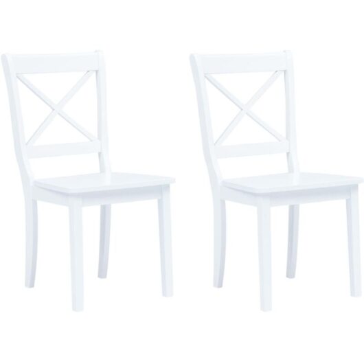 Dining Chairs 2 pcs White Solid Rubber Wood Vidaxl