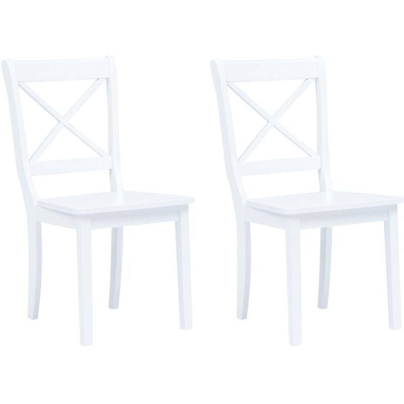 Dining Chairs 2 pcs White Solid Rubber Wood Vidaxl