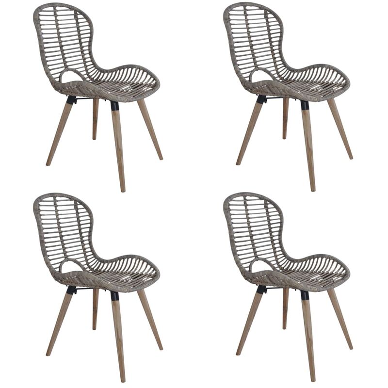 Dining Chairs 4 pcs Brown Natural Rattan Vidaxl