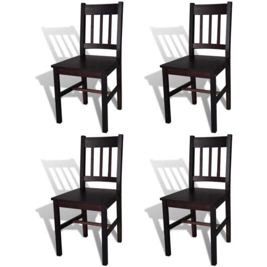 Dining Chairs 4 pcs Dark Brown Pinewood Vidaxl