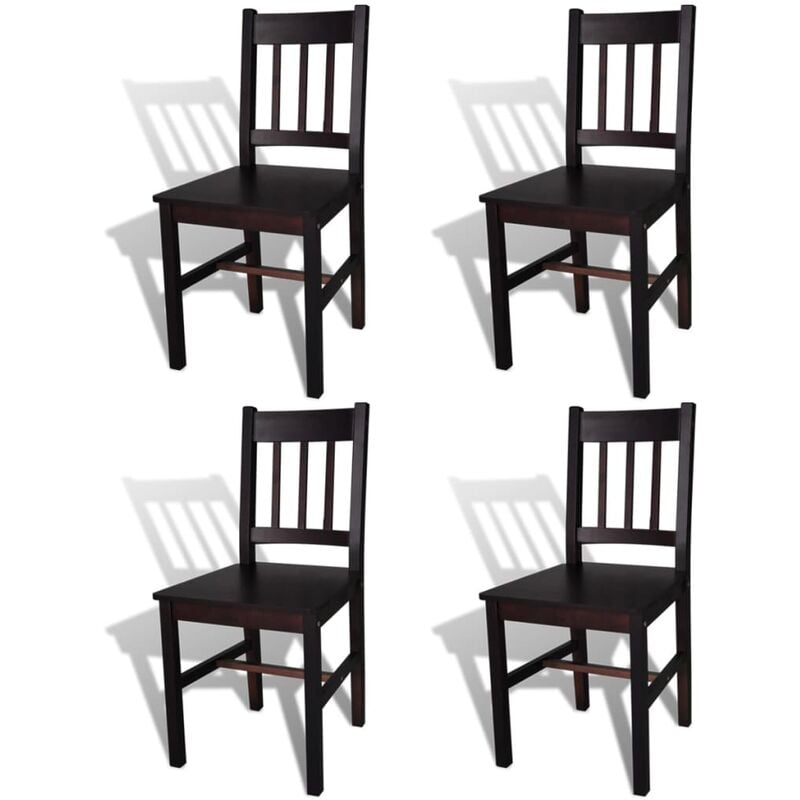 Dining Chairs 4 pcs Dark Brown Pinewood Vidaxl