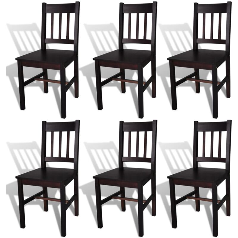 Dining Chairs 6 pcs Dark Brown Pinewood Vidaxl