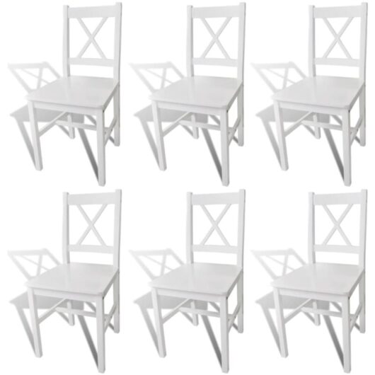 Dining Chairs 6 pcs White Pinewood Vidaxl