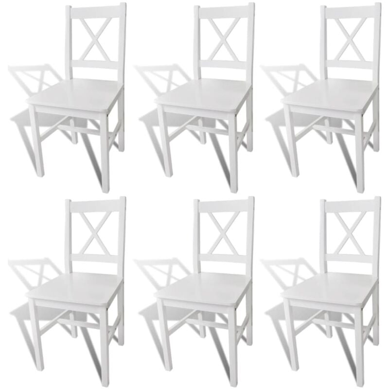 Dining Chairs 6 pcs White Pinewood Vidaxl