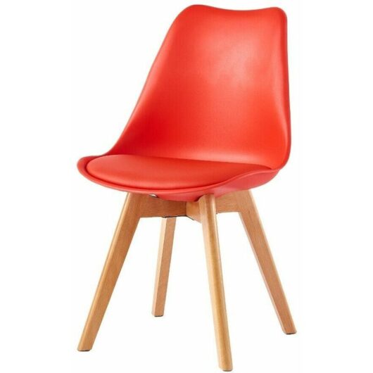 Dining Chairs Designer Side Chairs Wooden Legs Office Home Commercial eva red 1