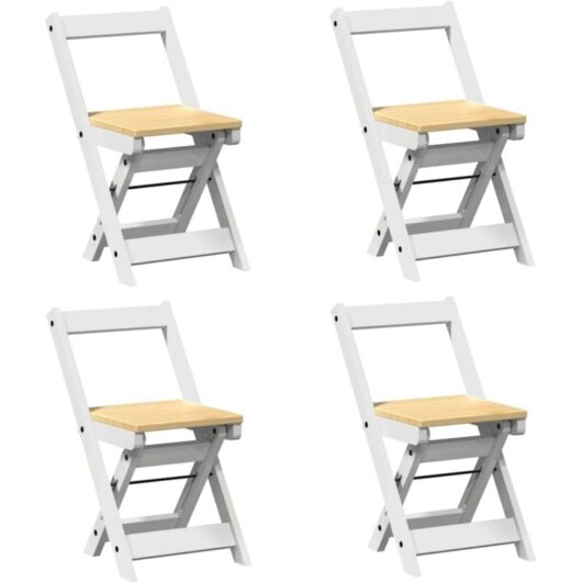 Dining Chairs Foldable 4 pcs Corona White Solid Wood Pine vidaXL