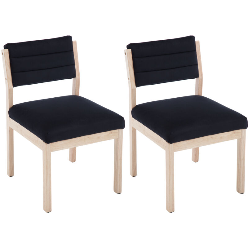 Dining Chairs Set of 2 Upholstered in Velvet Mid-century Chairs Comfortable Padded with Wood Legs for Home Kitchen, Black, Wahson