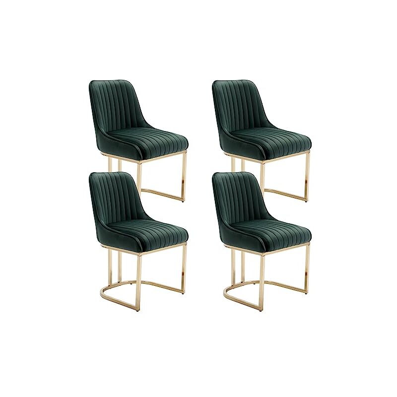Dining Chairs Set of 4 in Velvet Upholstered Kitchen Corner Chairs with Golden Metal Frame for Dining Living Room Restaurant, Green, Wahson