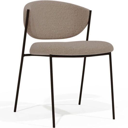 Dining chair - Upholstered in Bouclé Fabric - Black Metal - Seda
