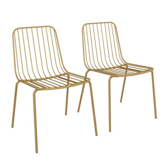 Dorel Caden Wire Dining Chair (2pk), Gold