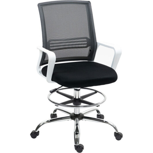 Draughtsman Chair, Mesh Ergonomic Drafting Chair, Black - Homcom