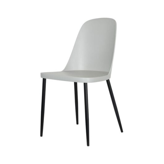 Duo Chair Plastic Seat with Metal Legs (Set of 2) - L53.5 x W46 x H84 cm - Grey/Black - Flat Packed