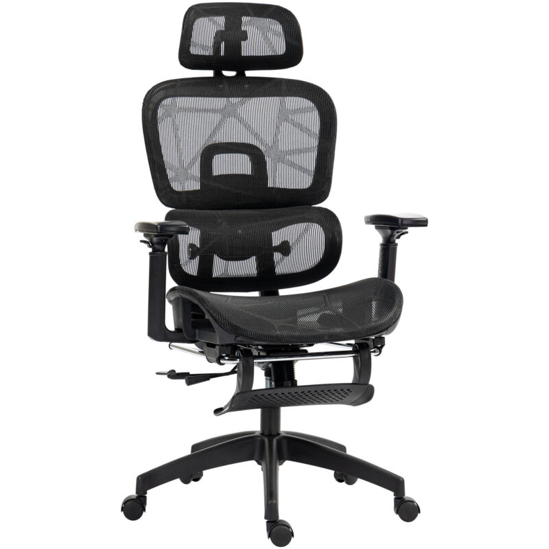 Ergonomic Office Chair Swivel Computer Chair with 3D Armrest Black - Homcom