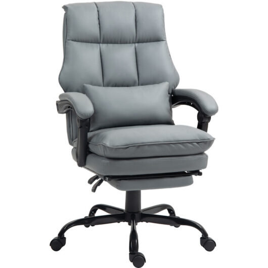 Executive Office Chair, pu Leather Desk Chair with Armrests Grey - Homcom