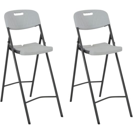 Folding Bar Chairs 2 pcs hdpe and Steel White Vidaxl