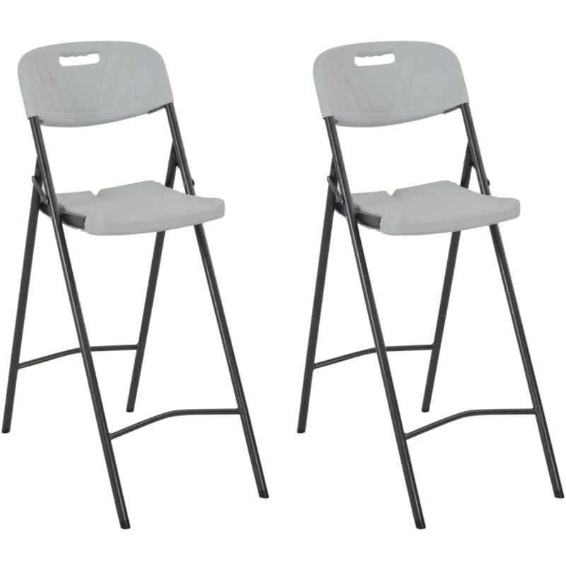 Folding Bar Chairs 2 pcs hdpe and Steel White Vidaxl