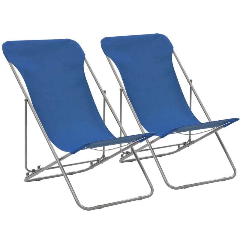 Folding Beach Chairs 2 pcs Steel and Oxford Fabric Blue vidaXL