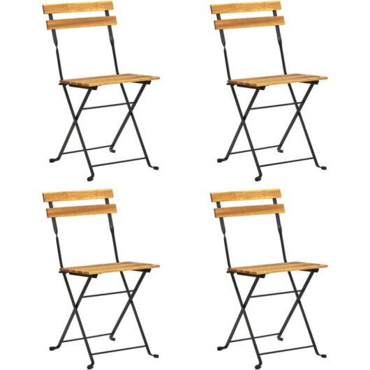 Folding Bistro Chair 4 pcs Solid Acacia Wood Vidaxl