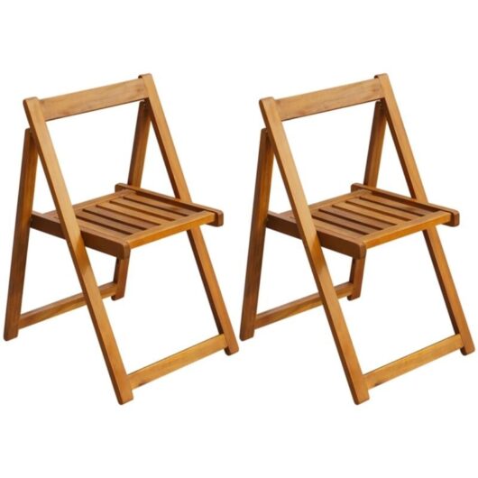 Folding Garden Chairs 2 pcs Solid Acacia Wood Vidaxl