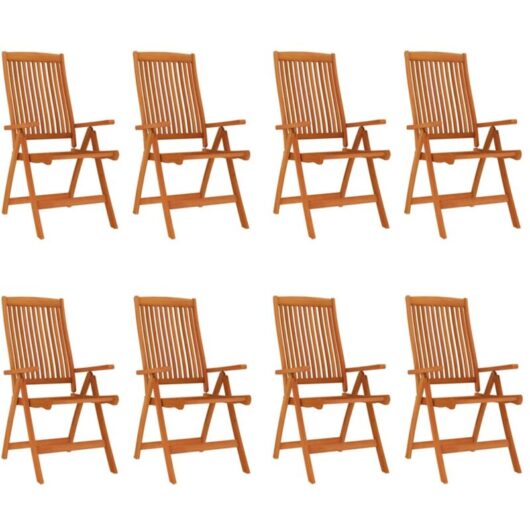 Folding Garden Chairs 8 pcs Solid Wood Eucalyptus Vidaxl