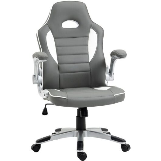 Gaming Chair pu Leather Office Chair Swivel Chair Grey - Vinsetto