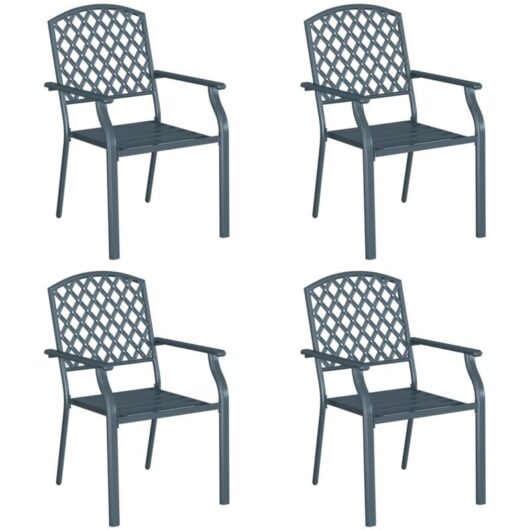 Garden Chair Dark Grey Metal Standard Durable Vidaxl