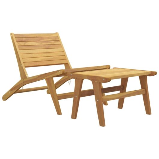 Garden Chair with Footrest Solid Wood Teak Vidaxl