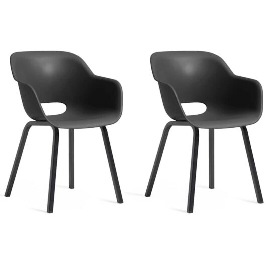 Garden Chair with Metal Legs Noa 2 pcs Graphite Keter