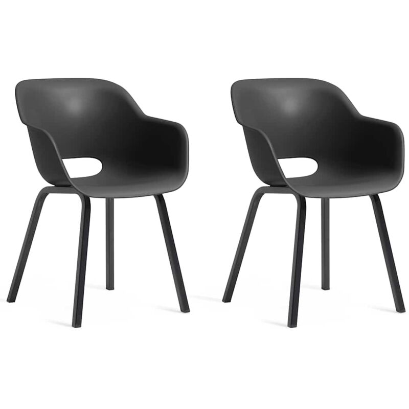 Garden Chair with Metal Legs Noa 2 pcs Graphite Keter