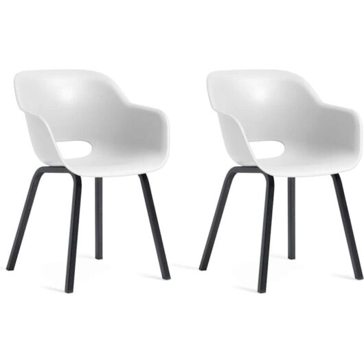 Garden Chair with Metal Legs Noa 2 pcs White Keter