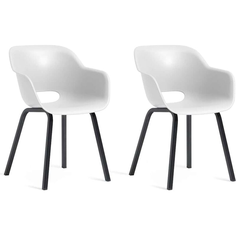 Garden Chair with Metal Legs Noa 2 pcs White Keter