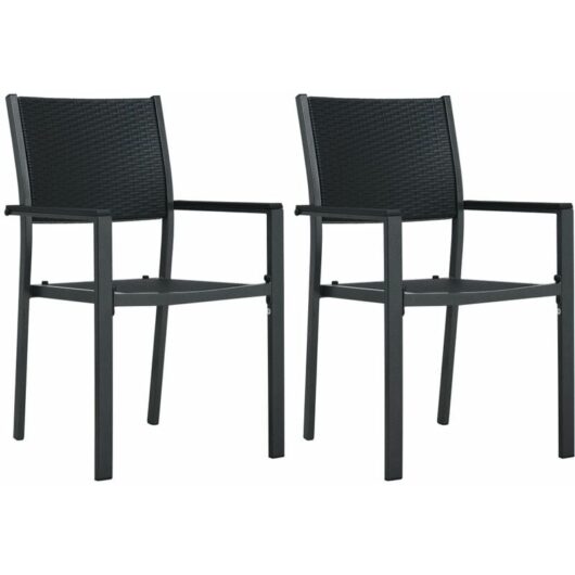 Garden Chairs 2 pcs Black Plastic Rattan Look Vidaxl