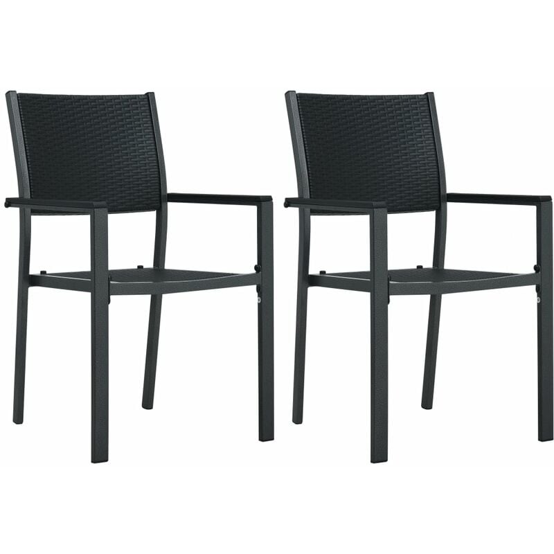 Garden Chairs 2 pcs Black Plastic Rattan Look Vidaxl