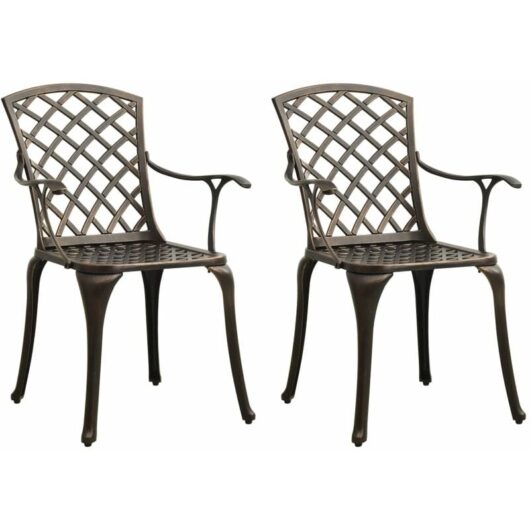 Garden Chairs 2 pcs Cast Aluminium Bronze Vidaxl
