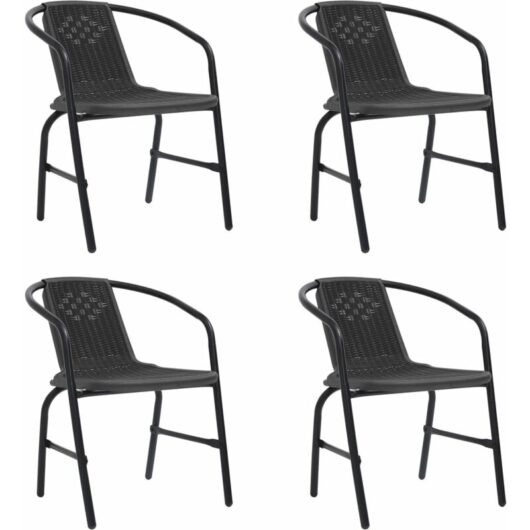 Garden Chairs 4 pcs Plastic Rattan and Steel 110 kg Vidaxl