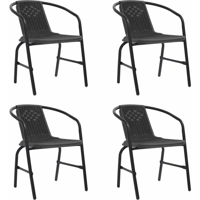 Garden Chairs 4 pcs Plastic Rattan and Steel 110 kg Vidaxl