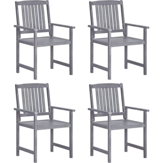 Garden Chairs 4 pcs Solid Acacia Wood Grey vidaXL